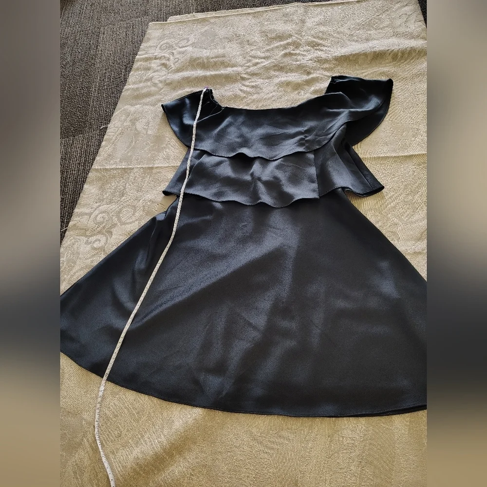 Eliza J Black One-Shoulder Ruffle Cocktail Dress